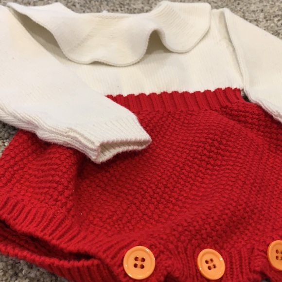 Ruffle collar combo sweater romper - Picture 3 of 5